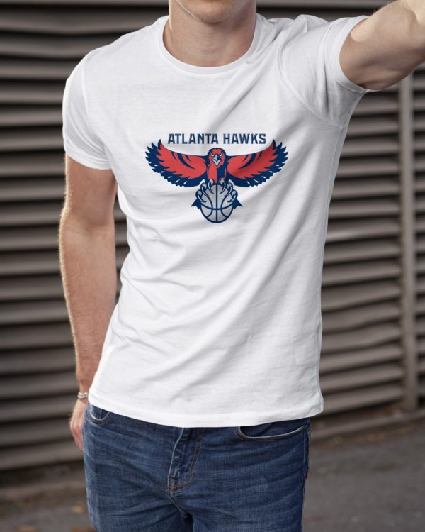 Atlanta Hawks Throwback Logo 2007-2015 T-Shirt | White - Image 2