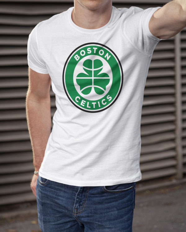 Boston Celtics Clover Basketball Logo T-Shirt | White - Image 2